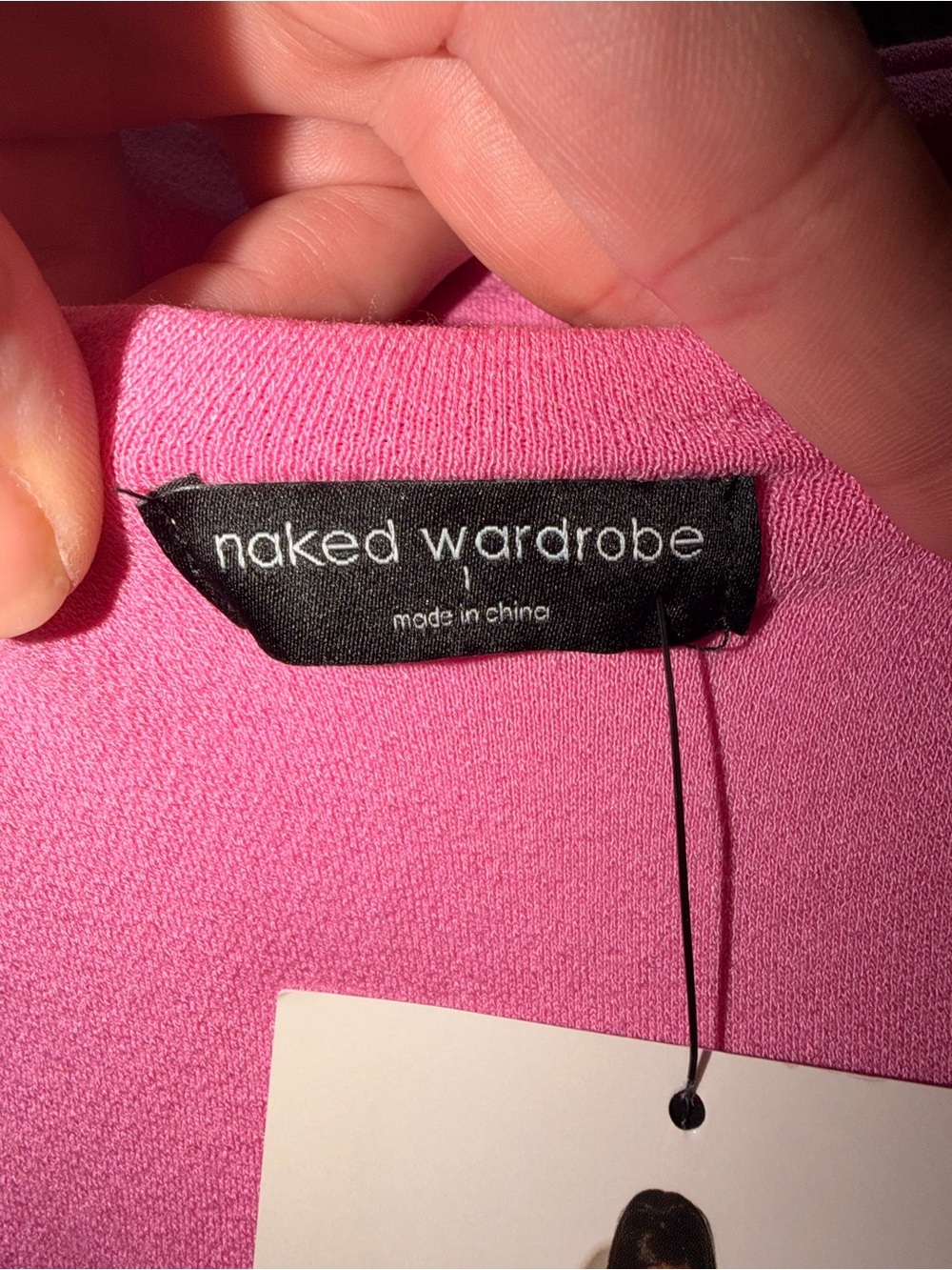 Naked Wardrobe Size L Pink Bodycon Mini Dress Spaghetti Strap Stretch - Picture 8 of 12